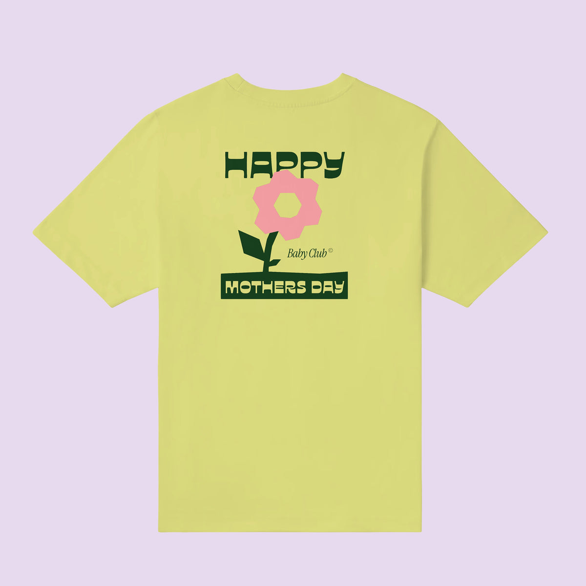 T-shirt jaune « Happy Mother's Day » à fleur rose – première fête des mères