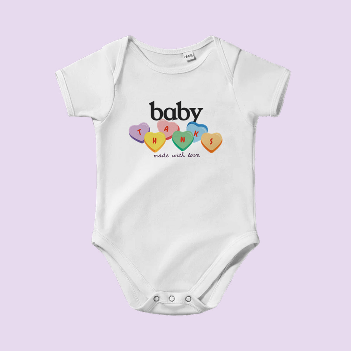 Body bébé blanc « baby » illustré de cœurs colorés – cadeaux bébé et naissance