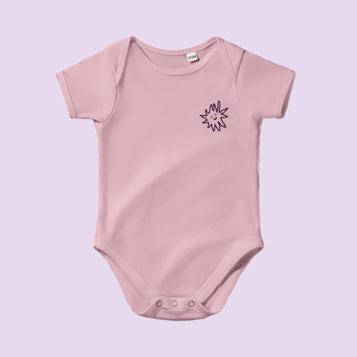 Body bébé rose avec petit soleil souriant sur la poitrine – cadeau naissance