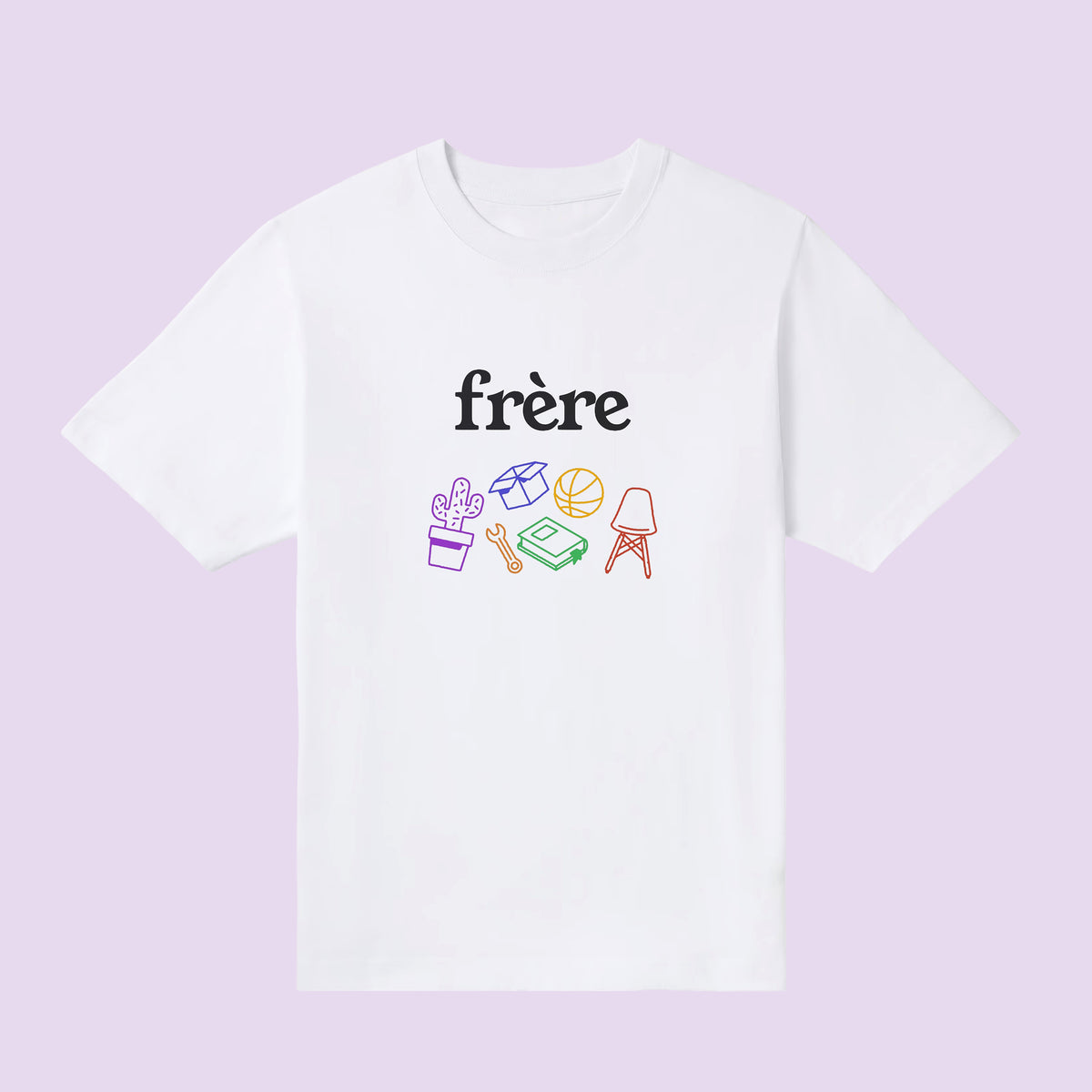 T-shirt enfant blanc « frère » illustré de petits objets colorés – annonce grossesse grand frère