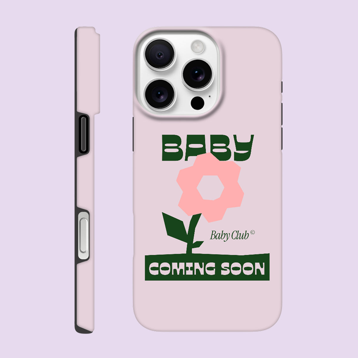 Coque iPhone rose « Baby Coming Soon » à fleur rose – annonce grossesse