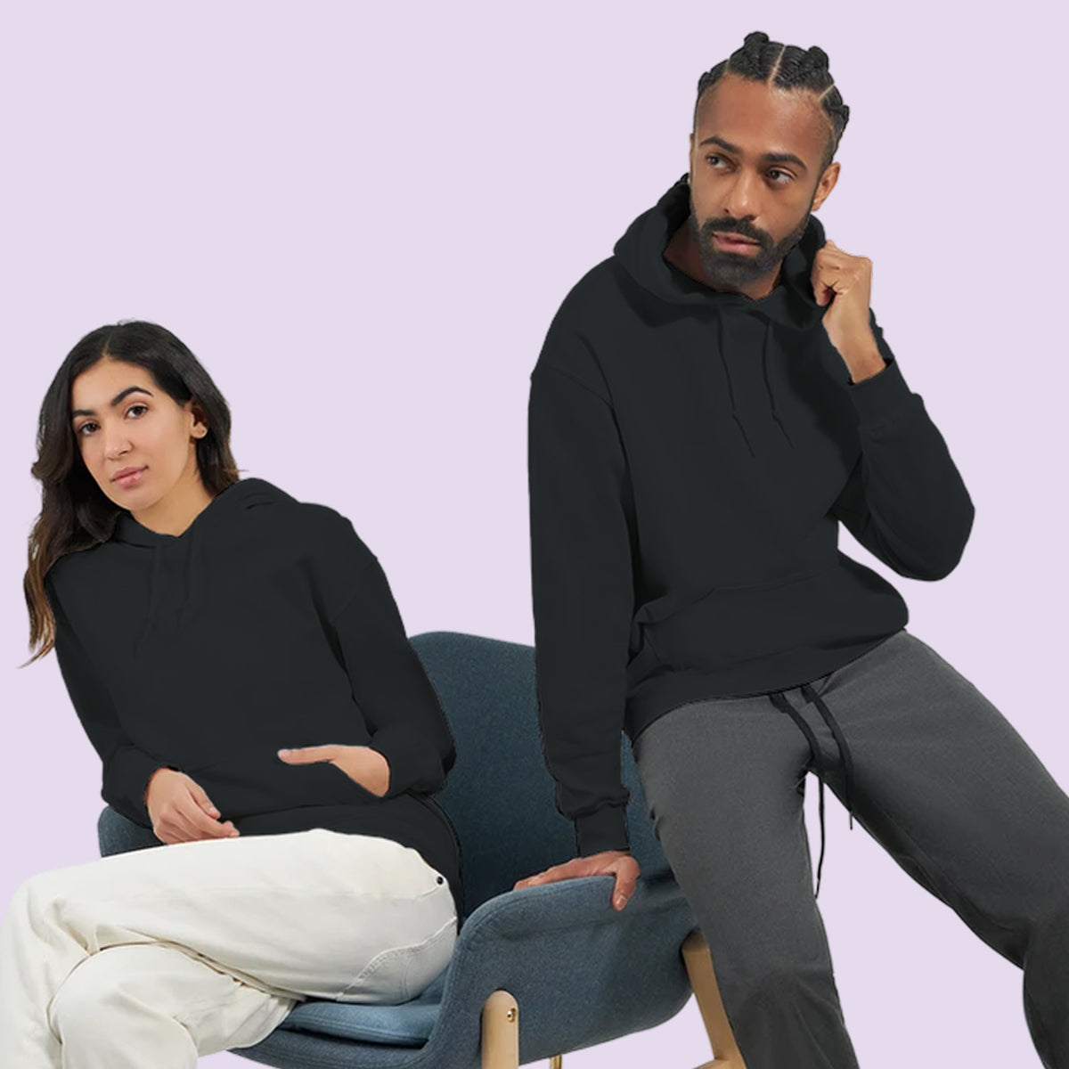 Couple de jeunes parents en hoodies noirs Super Baby assortis – cadeau jeunes parents